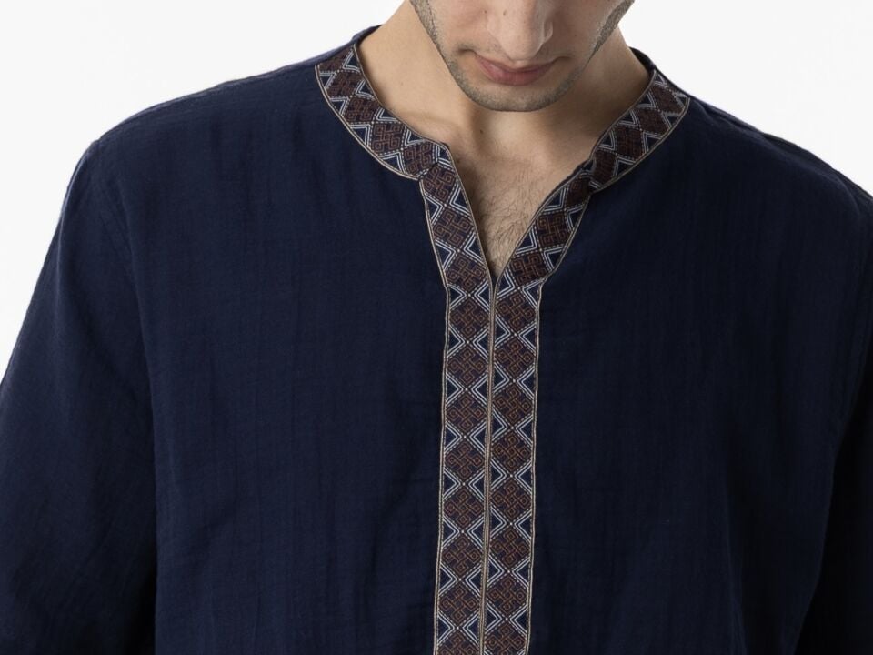 Neoretro Lacivert Müslin  T-Shirt