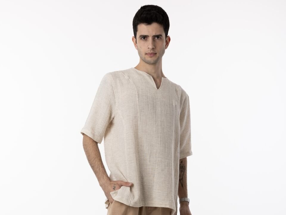 Kenevir Pamuk Karışımlı Erkek T-Shirt