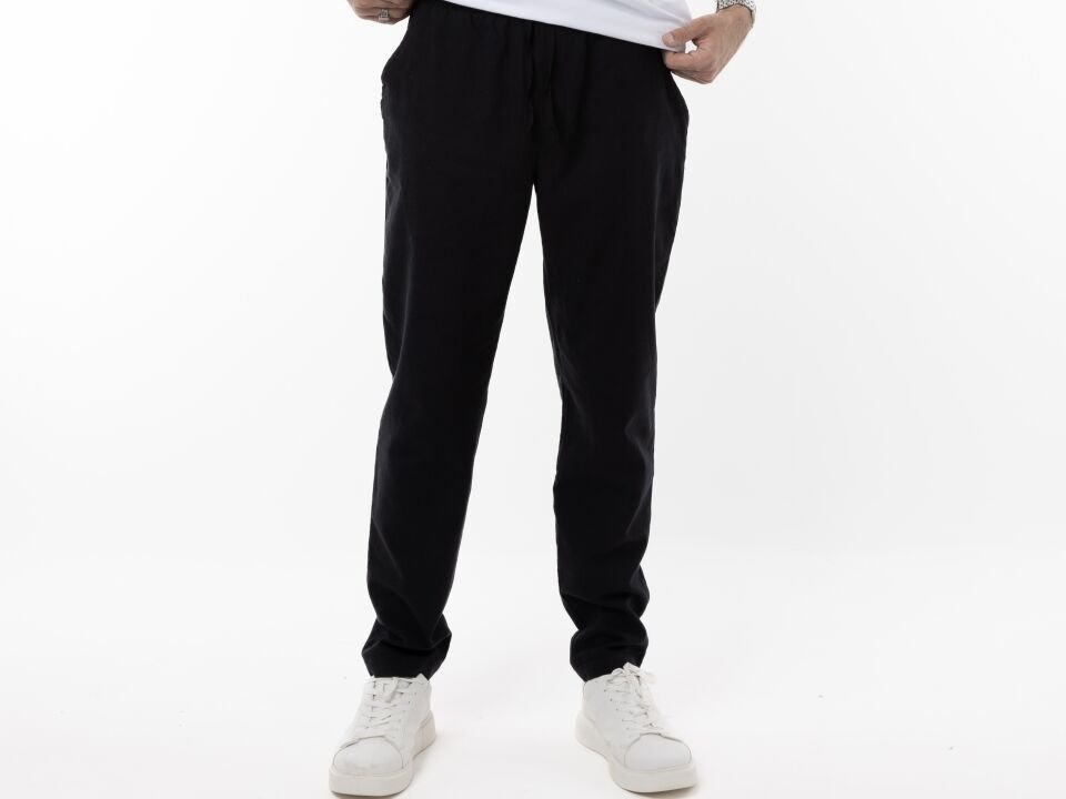 Zifiri Siyah Keten Pantolon